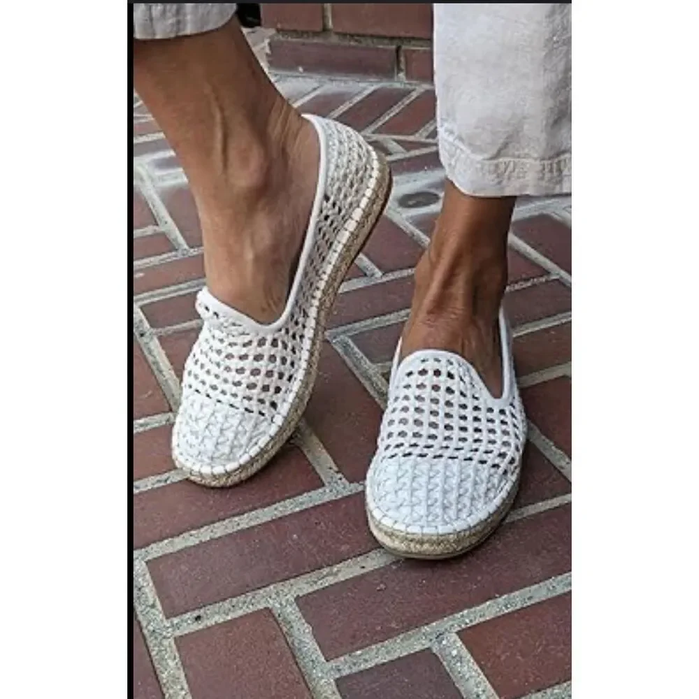The Drop Lila Open Weave White Espadrille Loafer Sandal Women’s Size 7.5